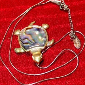 Vintage abalone turtle necklace